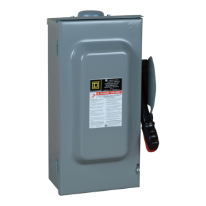 Safety Switch, Square D, 600 VAC 30 Amp 3-Pole Non-Fusible Heavy Duty