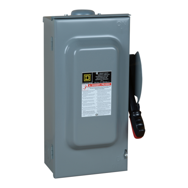 Safety Switch, Square D, 600 VAC 30 Amp 3-Pole Non-Fusible Heavy Duty